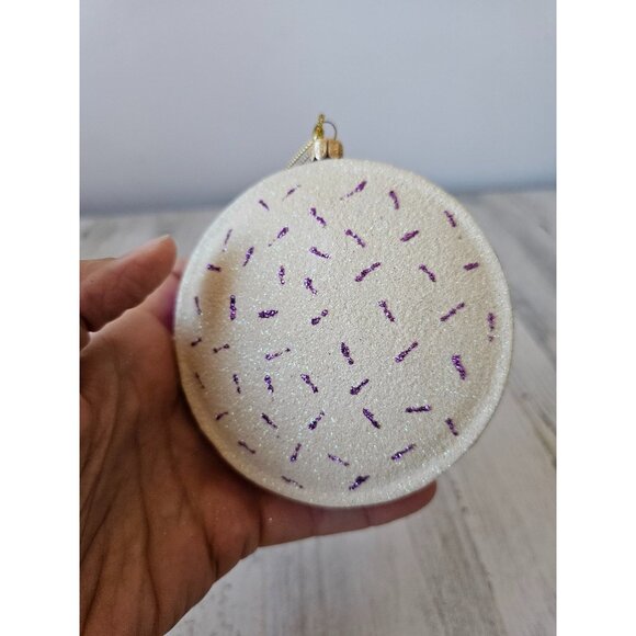 Living quarters purple snowflake sprinkle round ornament Xmas tree - Picture 3 of 8